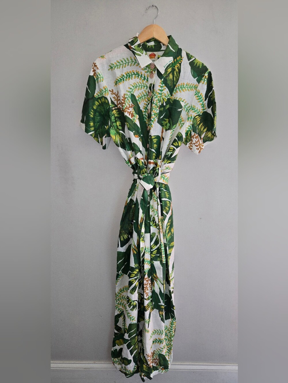 Farm Rio Tropical Forest Linen Jumpsuit XL NWT Brunch Weekend Chic - Picture 2 of 12